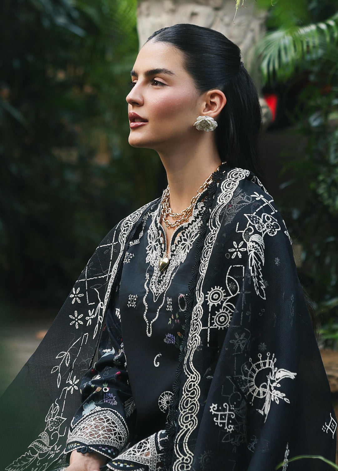 Q Line by Qalamkar Unstitched Chikankari Embroidered Lawn 3 Piece Suit QLK26UQL RP-07 OBSIDIAN - Summer Collection