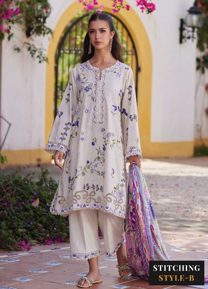 Farah Talib Aziz Unstitched Embroidered Lawn 3 Piece Suit FTA26UL FTA-01 EVITA IVORY - Summer