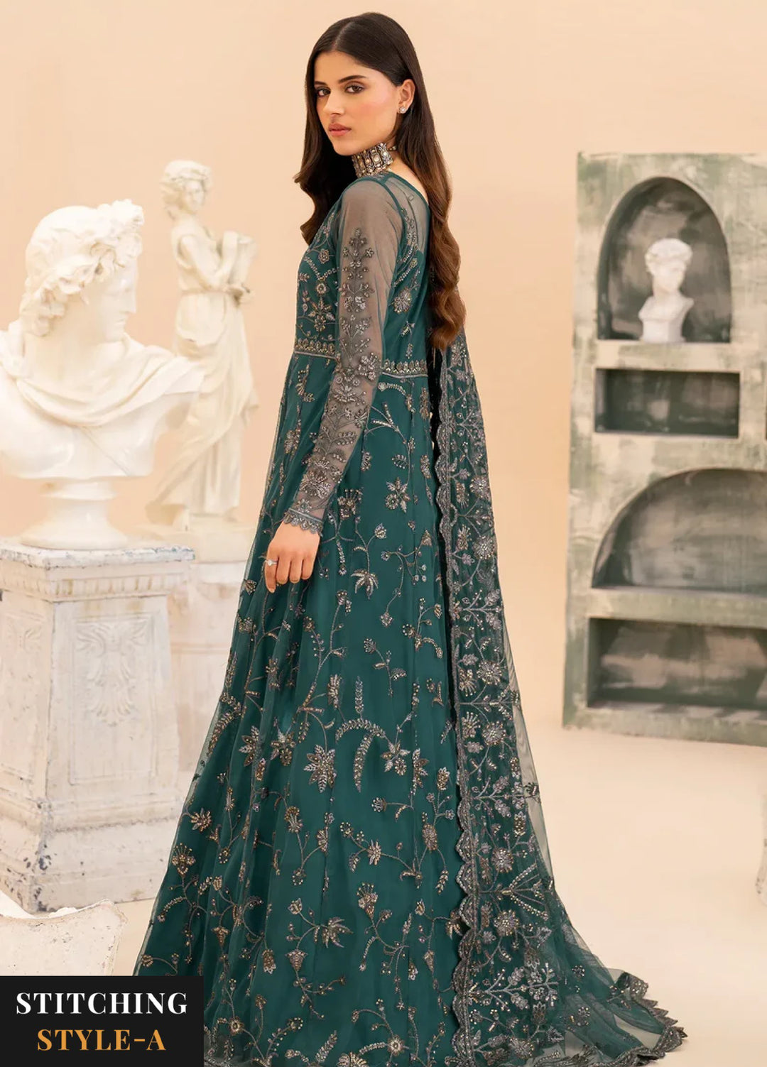 Zarif Women Unstitched Embroidered Net 3 Piece Suit ZR26UFC ZMU 07 ZAYB - Festive Collection