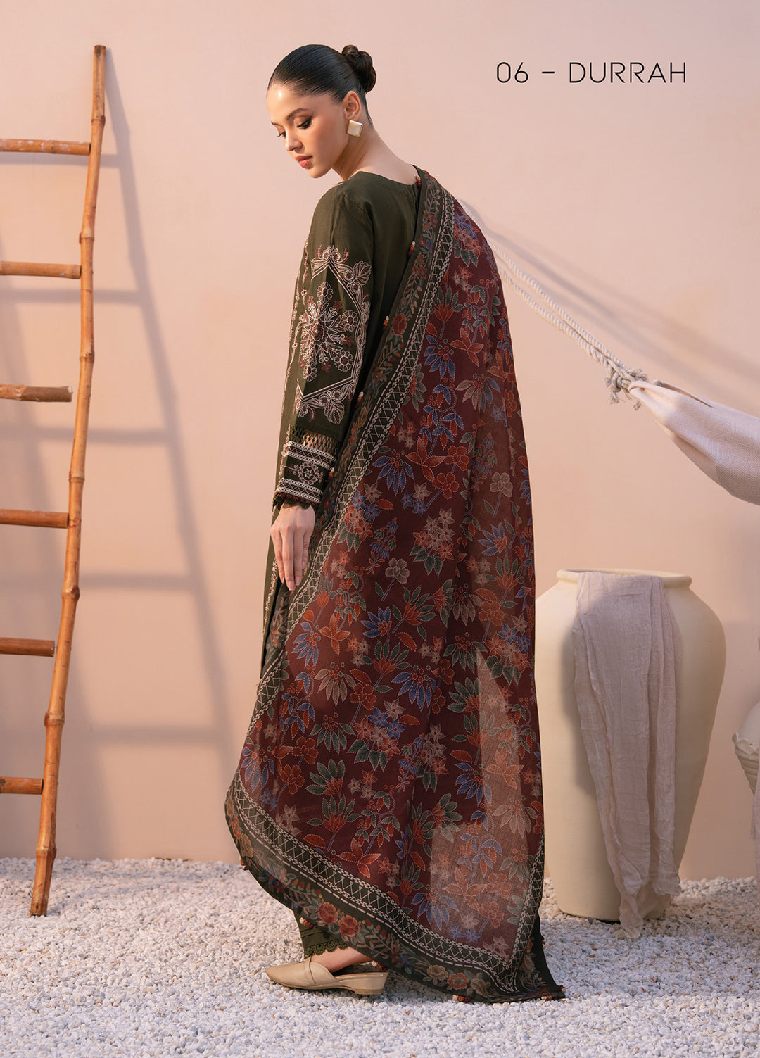 Xenia Unstitched Slub Khaddar Unstitched Embroidered Suits 3 Piece XE25SK D-06 Durrah - Winter Collection