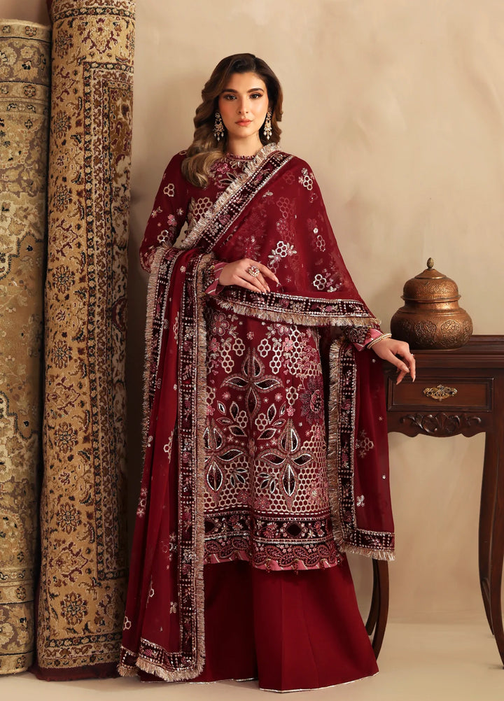 Xenia Formals Unstitched Embroidered Koraen Silk 3 Piece Suit XF26UF D-4 KHUBAN - Festive Collection