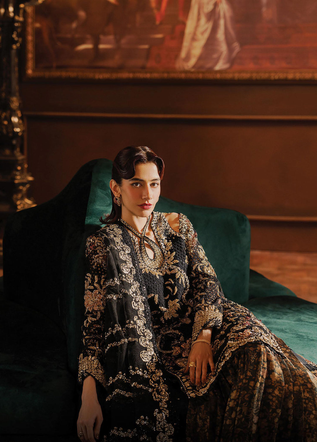 Hayat by Afrozeh Unstitched Organza Embroidered Suits 3 Piece AF25HU AFH-25-07 SARAVЕ - Festive Collection