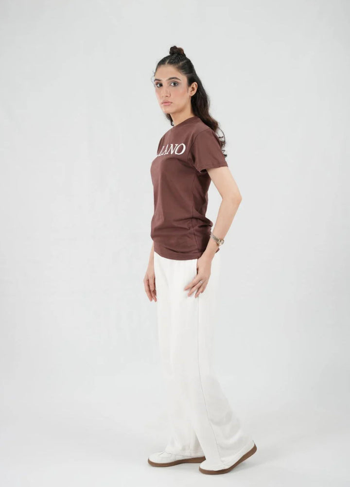 Mercato RTW Solids Cotton 1 Piece Round Neck Brown Shirt