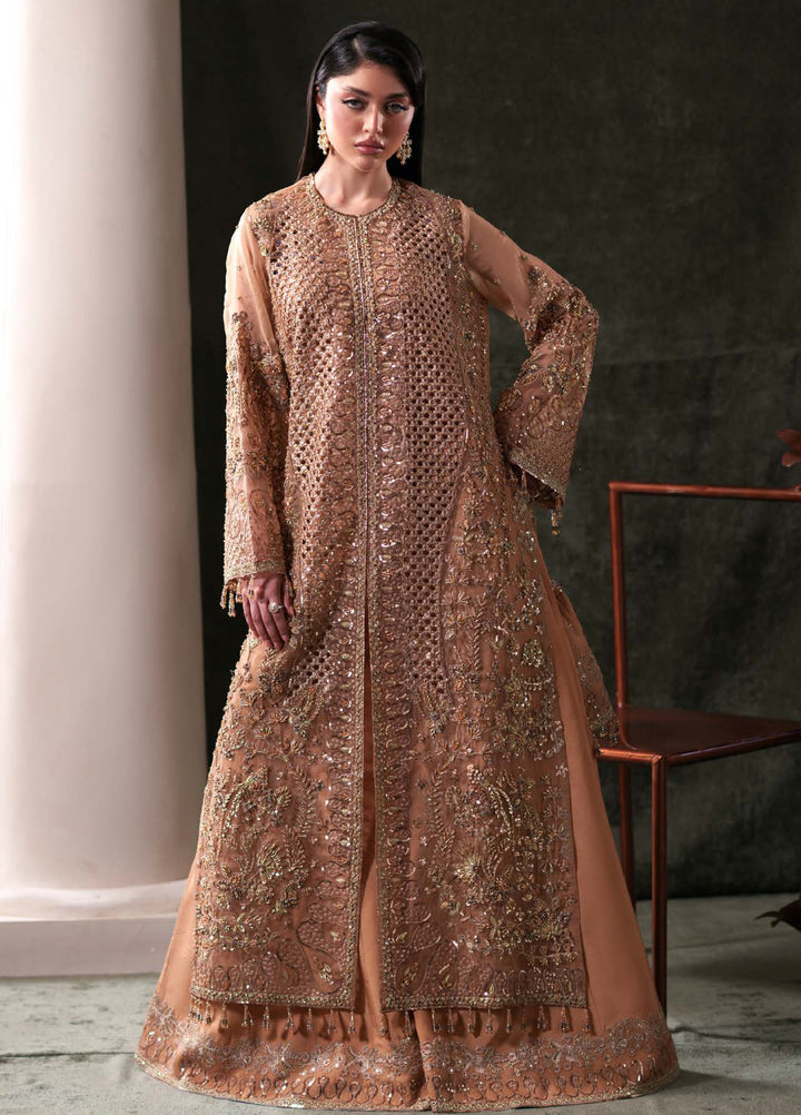 Starlet Jewels by Emaan Adeel Unstitched Embroidered Organza 3 Piece Suit EA26USF Hessonite - Festive Collection