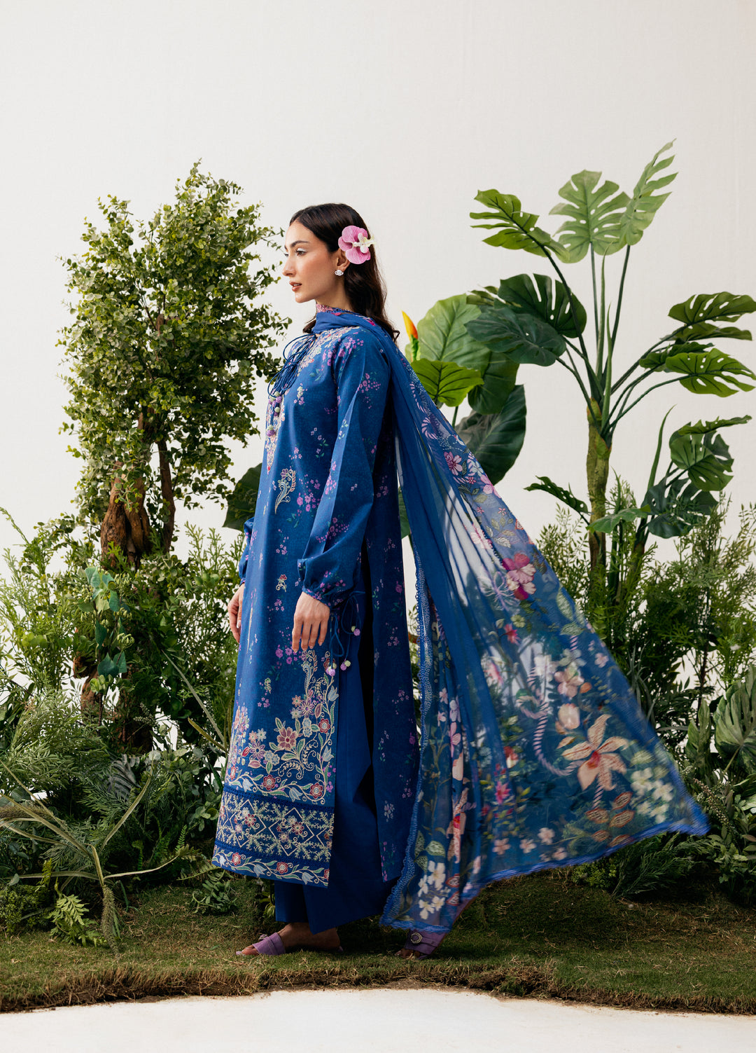 Zync by Florent Unstitched Embroidered Printkari Lawn 3 Piece Suit FL26UZP FZ-8A - Summer Collection