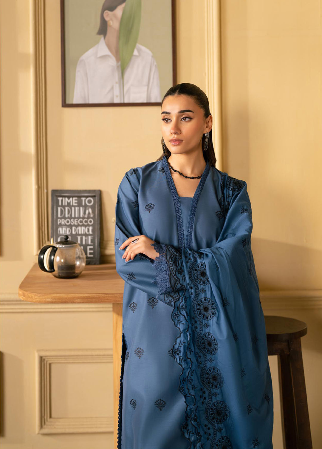 Raha by Rajbari Unstitched Premium Chikankai Embroidered Lawn 3 Piece Suit RB26UCRL D-8 - Summer Collection