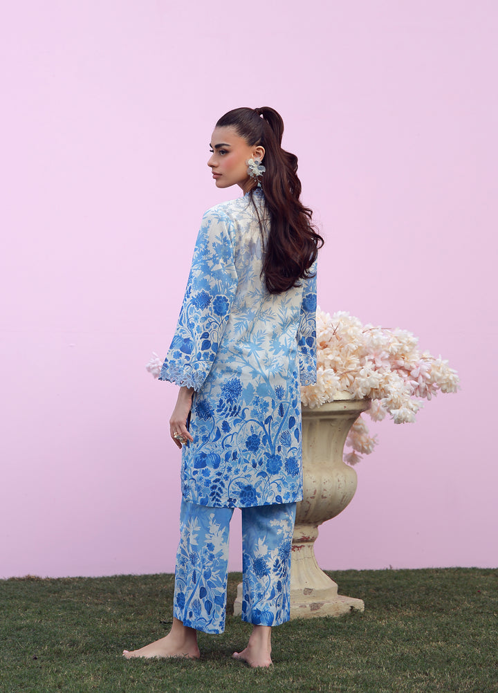 Sahar Unstitched Printed Cambric 2 Piece Suit SS1-26-27 Blue Meadow - Summer Collection