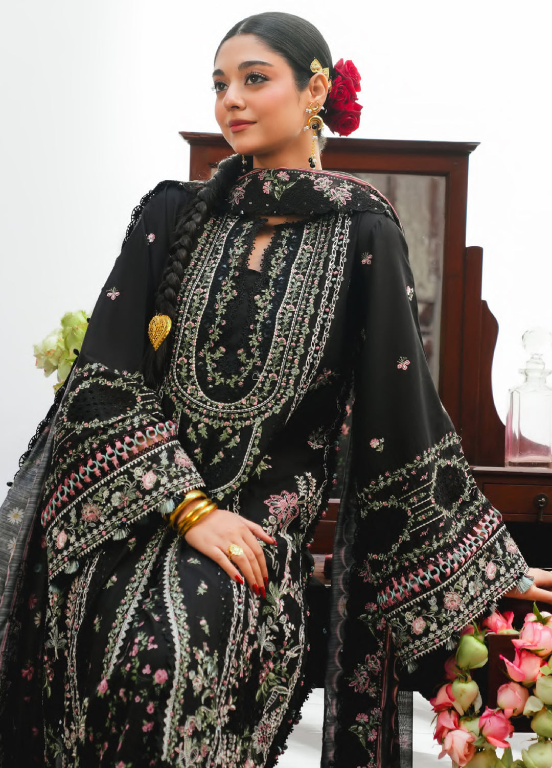 Ek Fasana by Kahf Premium Unstitched Embroidered Luxury Lawn 3 Piece Suit KHF26UFL KLB-3B SIYAARA - Festive Collection