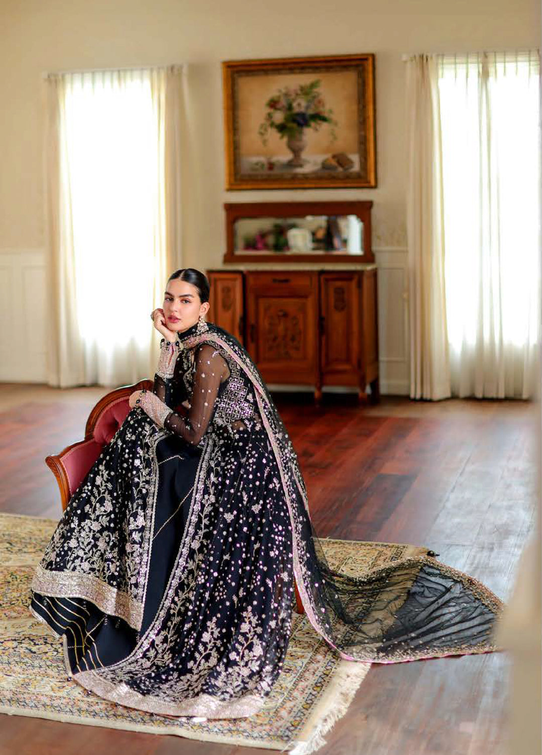 Whispers of Grace by Roheenaz Unstitched Embroidered Chiffon 3 Piece Suit RN26UWG Blaire RUNCH260206 - Wedding Collection