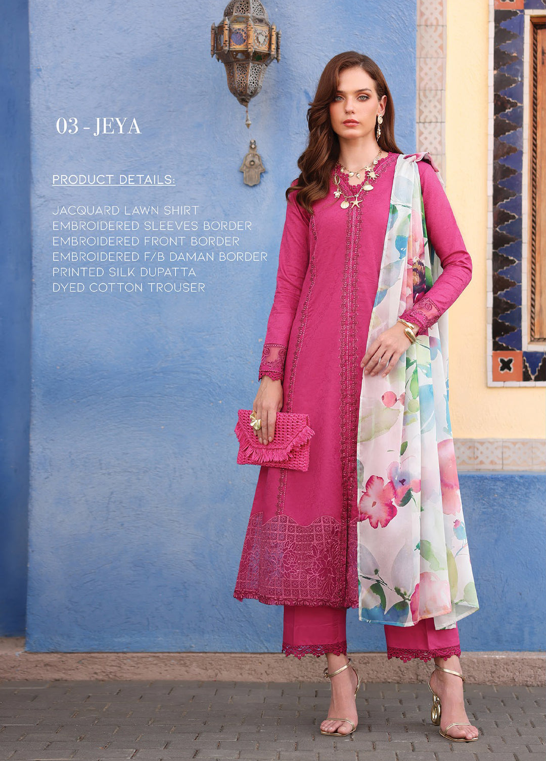 Xenia Formals Unstitched Embroidered Lawn 3 Piece Suit XE26ULS D-03 Jeya - Summer Collection