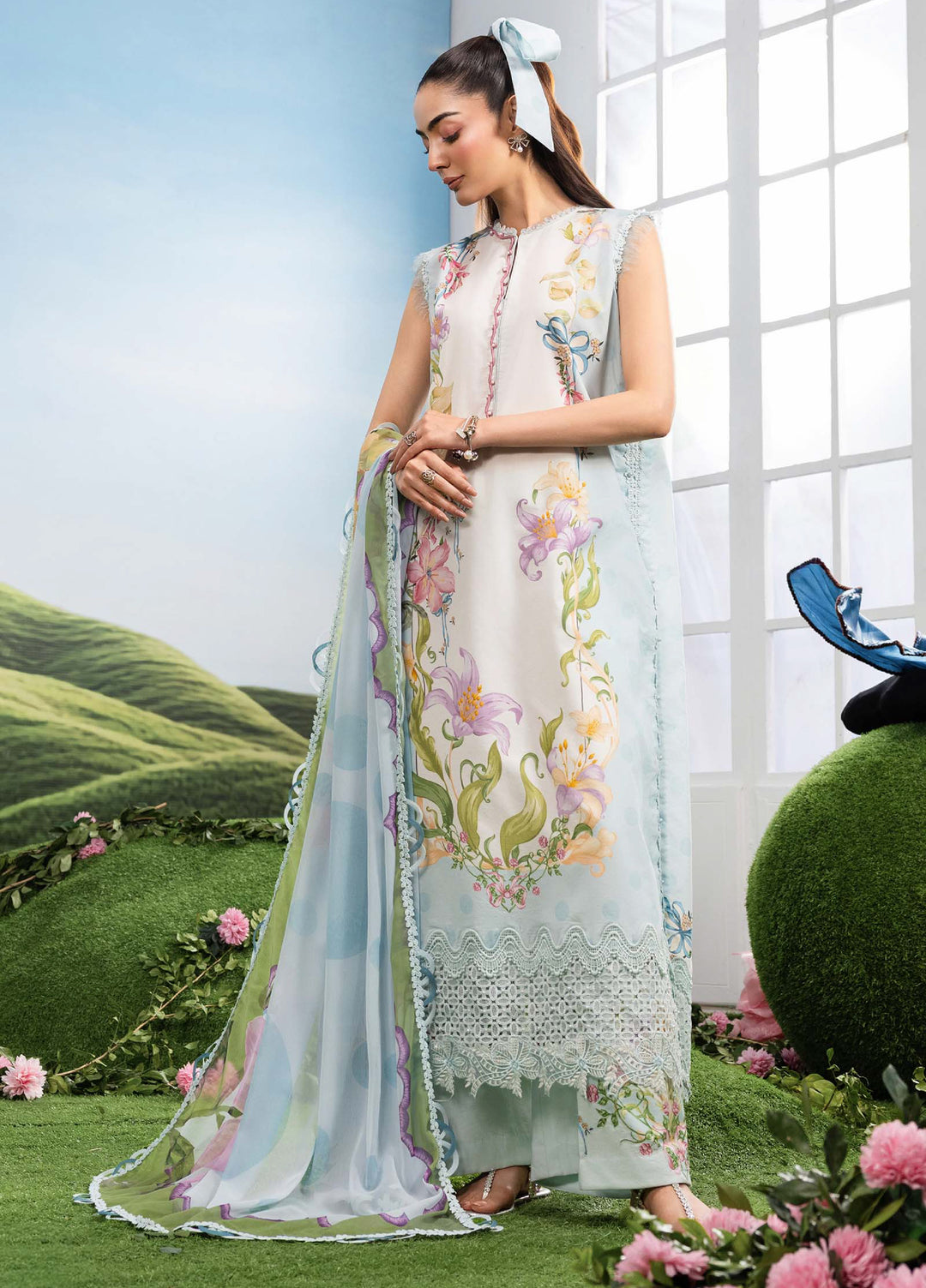 M Basics by Maria B Unstitched Embroidered Lawn 3 Piece Suit MB26SSEL MB-CUSV14-05A - Eid Collection