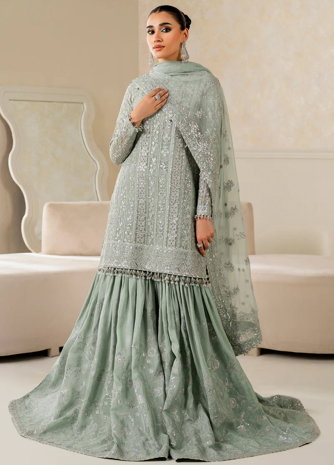 Chantelle by Baroque Unstitched Chiffon Embroidered Suits 3 Piece BQ25FC UF-4160 - Festive Collection