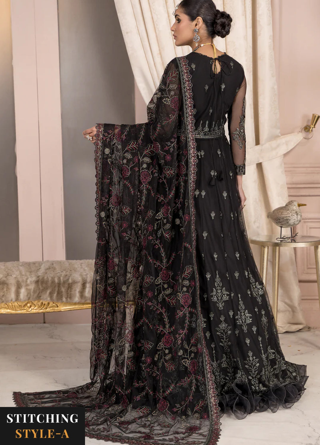 Zarif Women Unstitched Embroidered Net 3 Piece Suit ZR26UFC ZA 03 BLACK AFFAIR - Festive Collection