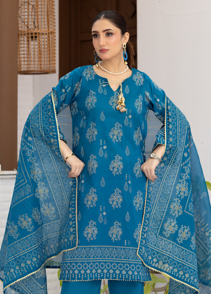 Regalia Textiles Premium Printed Gold Paste Unstitched Lawn 3 Piece Suit RG26UPG D-3 - Summer Collection