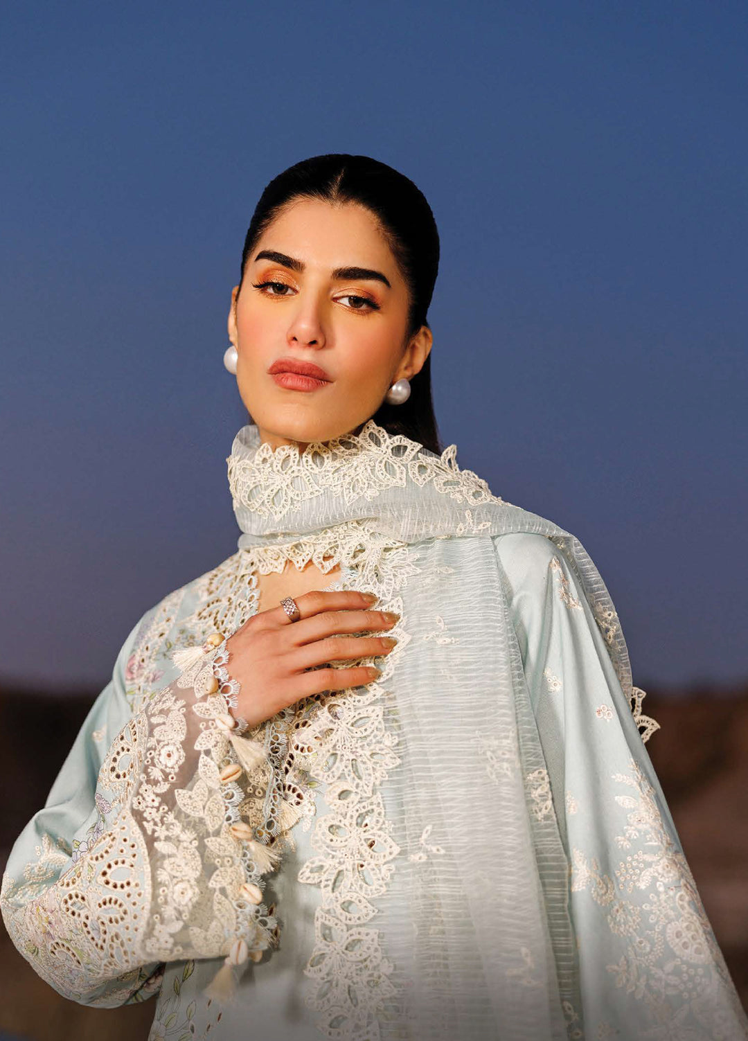 Sunlit Groove by Emaan Adeel Unstitched Embroidered Luxury Lawn 3 Pcs Suit EA26USG MORNING DEW - Summer Collection