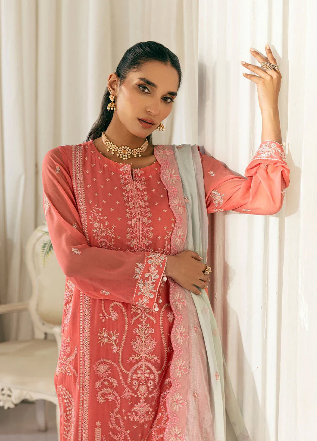 Signature by Salitex Embroidered Chiffon Suits Unstitched 3 Piece SUNS7CH028UT - Summer Collection