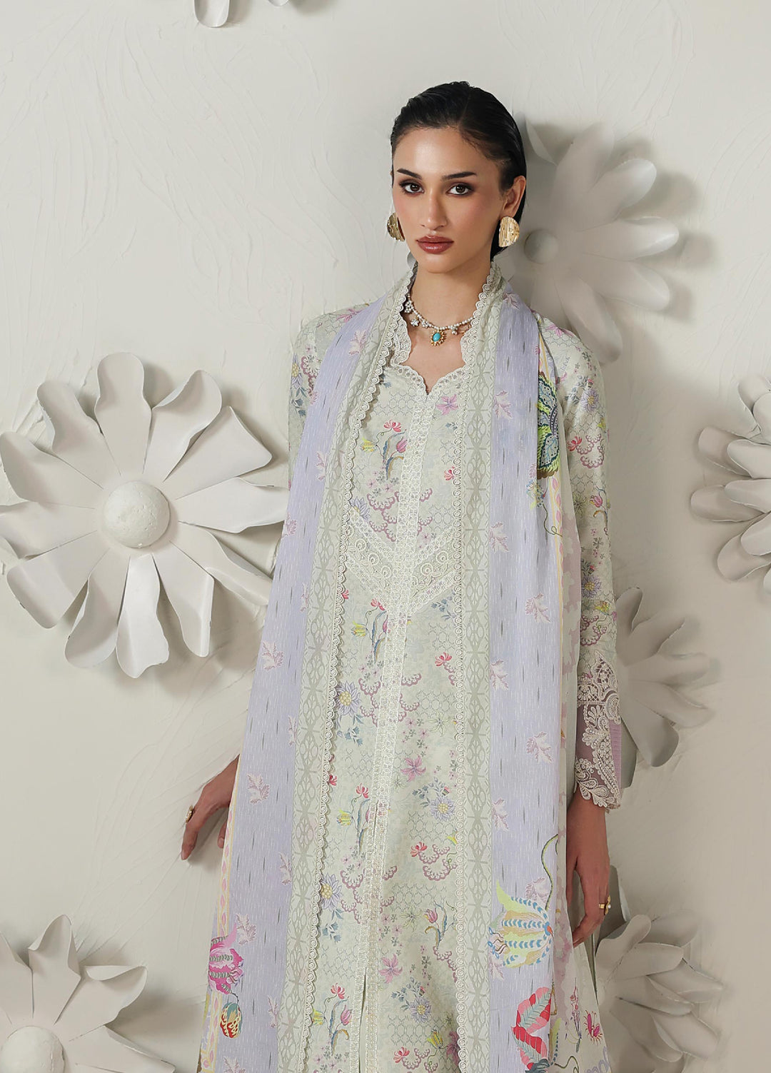 Q Prints by Qalamkar Unstitched Printed Lawn 3 Piece Suit QLK26UQL Ameena QQP-01(B) - Summer Collection