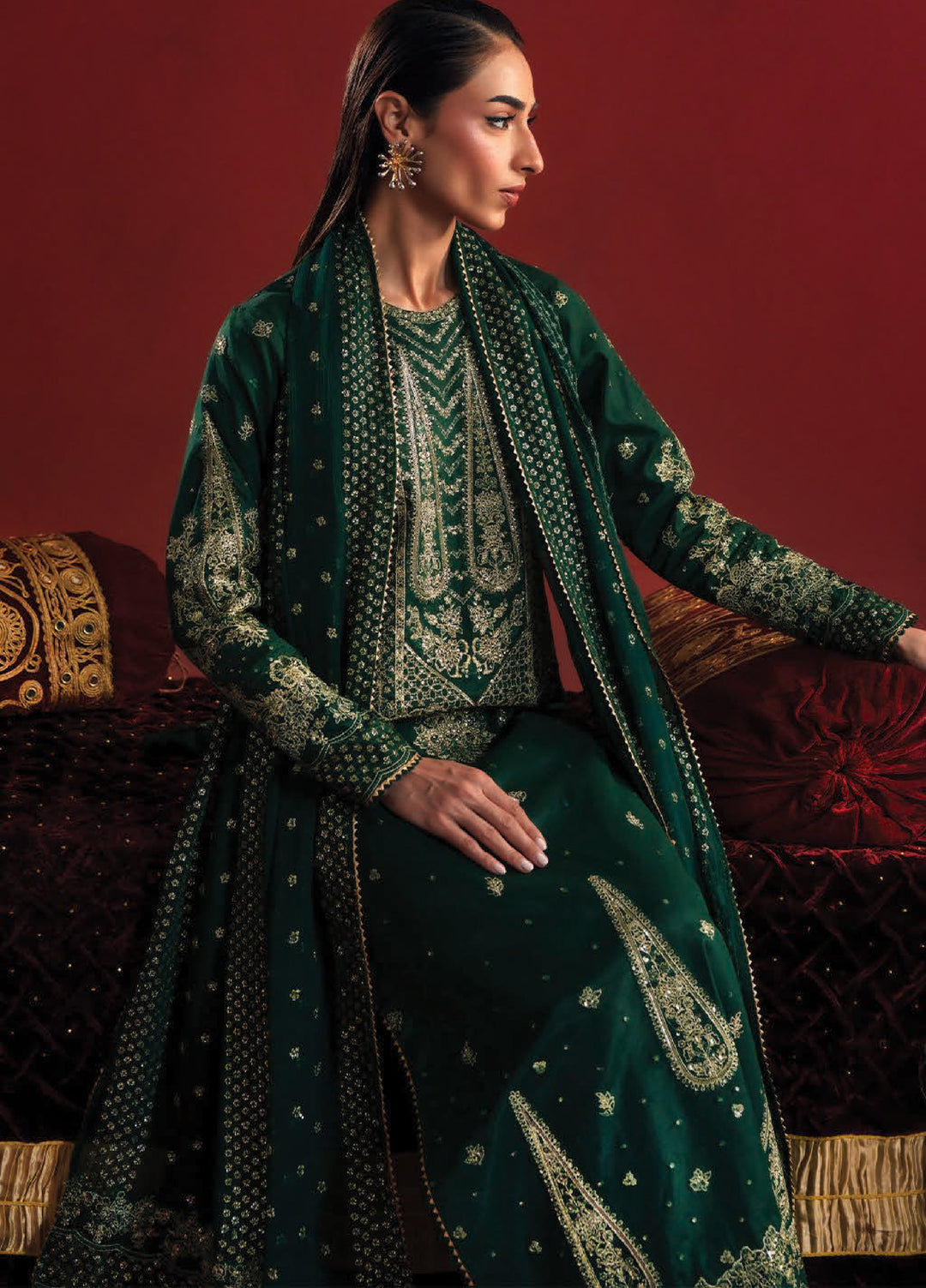 Shagun by Neeshay Unstitched Raw Silk Embroidered Suits 3 Piece NSH25SF MEHVAR - Festive Collection