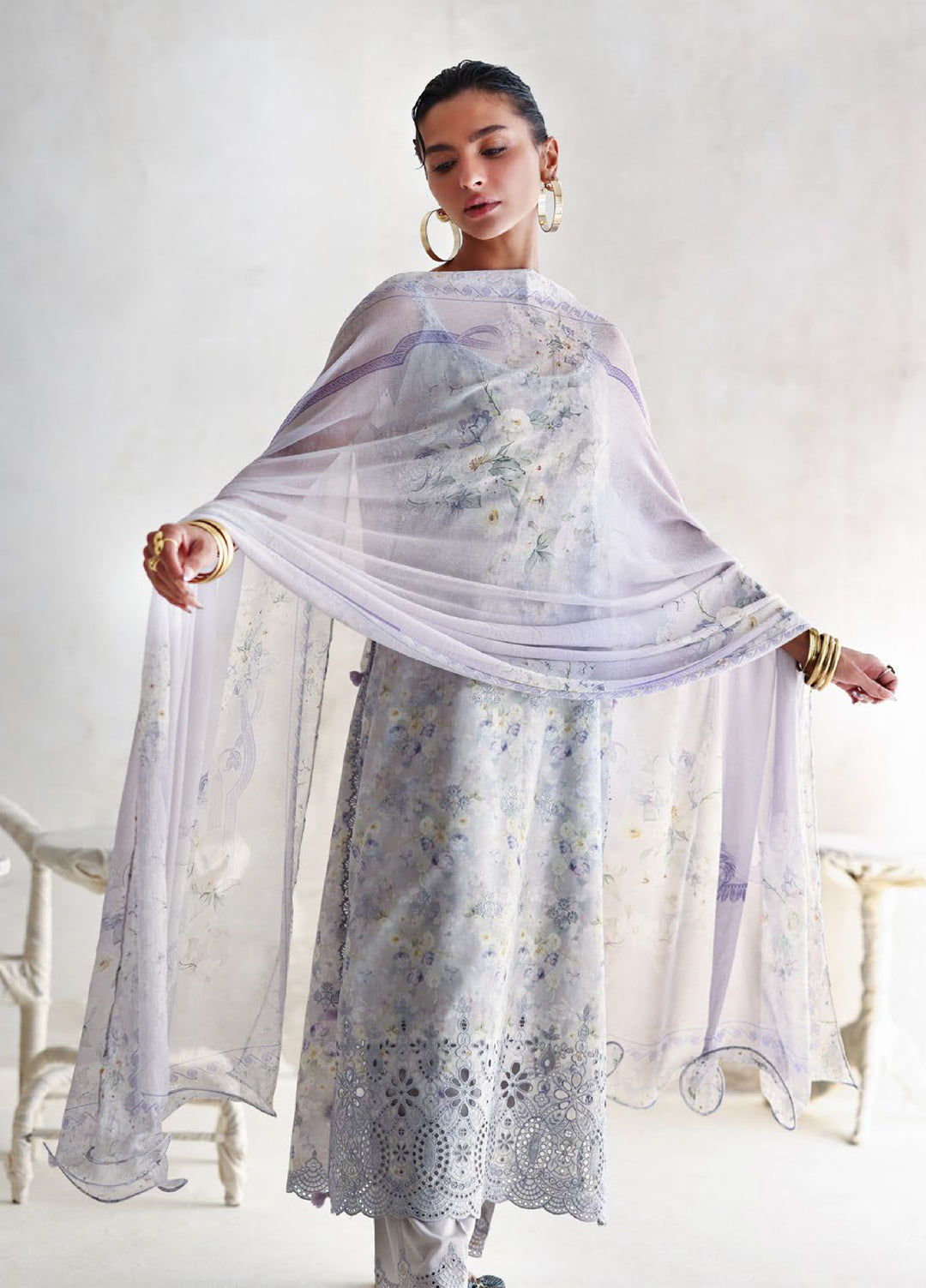 The Luxe by Gul Ahmed Unstitched Embroidered Lawn 3 Piece Suit GA26ULL Bluebell Grace BM 62062 - Casual Collection