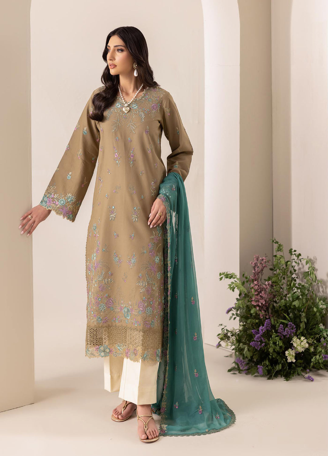 RajBari Exclusive Unstitched Embroidered Lawn 3 Piece Suit RB26UE D-3 - Summer Collection