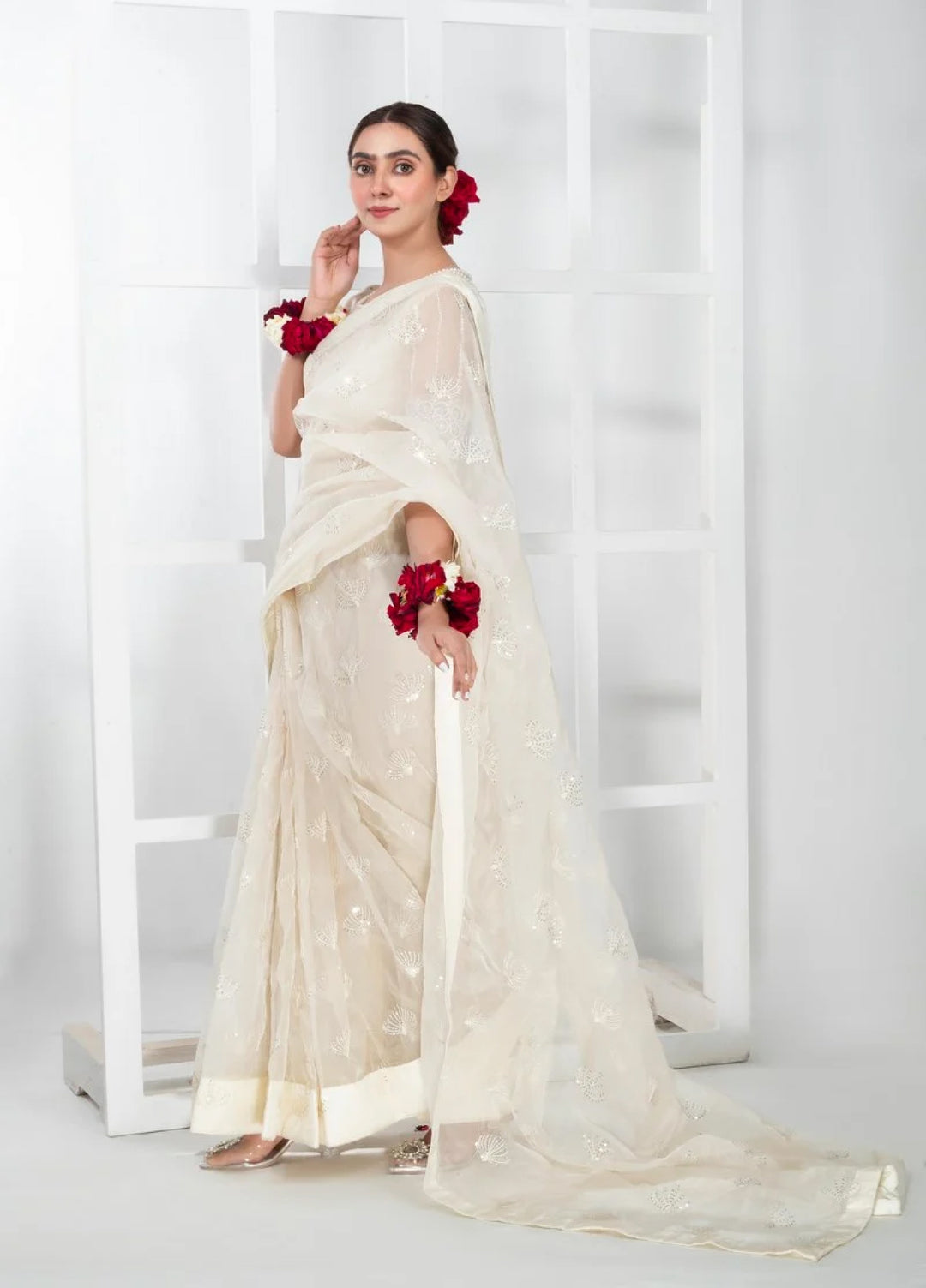 Luxe by Imran Aftab Unstitched Embroidered Organza Saree Suit IASC 28 - Festive Collection