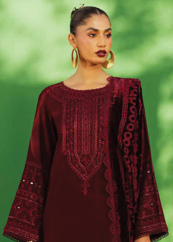 Nureh Exclusive Unstitched Luxury Palachi Embroidered  Leather Peach Suits 3 Piece NU25PS NE-189 - Winter Collection