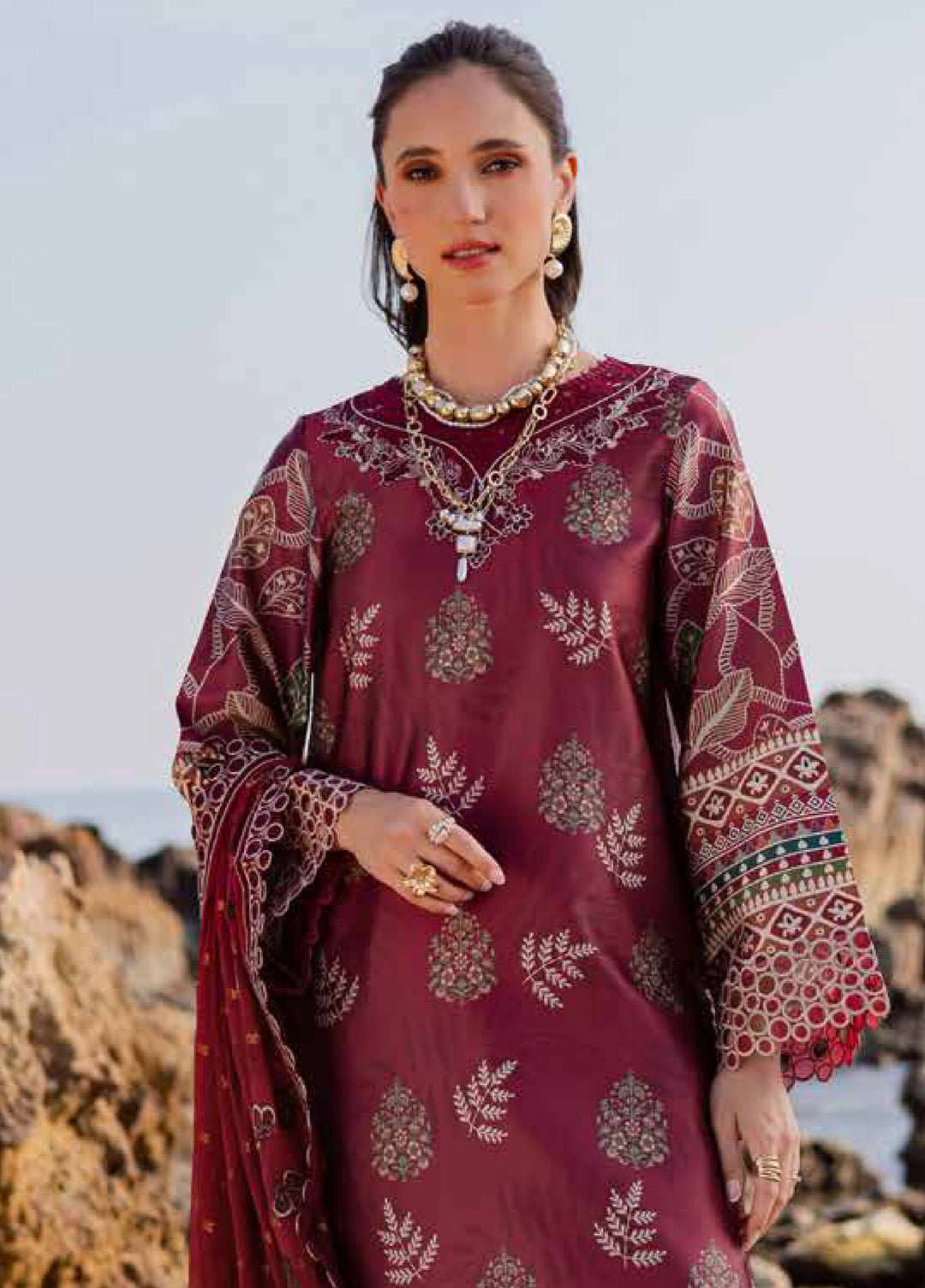 Nureh Unstitched Embroidered Silk 3 Piece Suit NU26US S-26 - Festive Collection