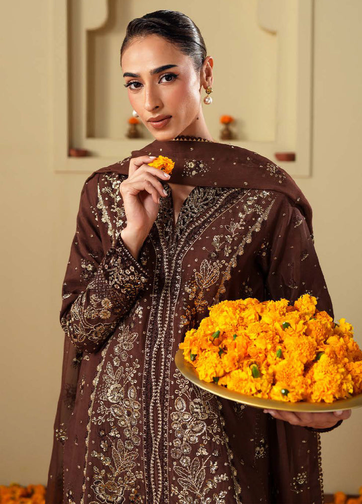 Shagun by Neeshay Unstitched Raw Silk Embroidered Suits 3 Piece NSH25SF MAHROОВ - Festive Collection