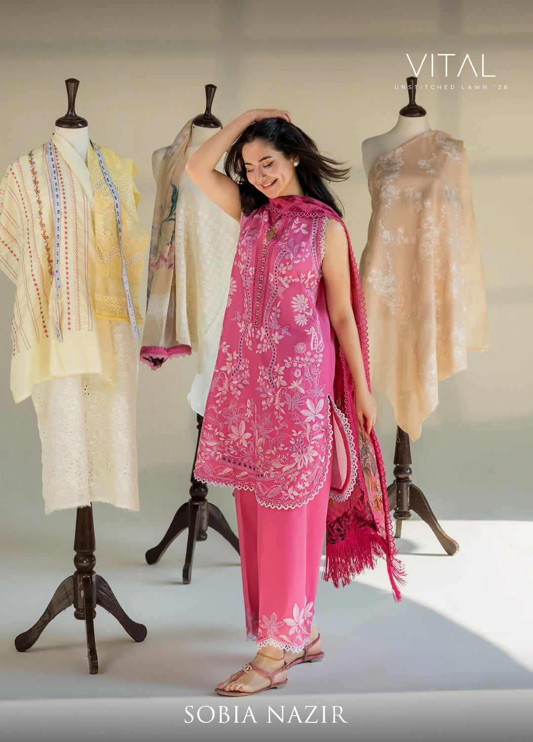 Vital by Sobia Nazir Unstitched Embroidered Lawn 3 Piece Suit SN26UVL 8A - Summer Collection