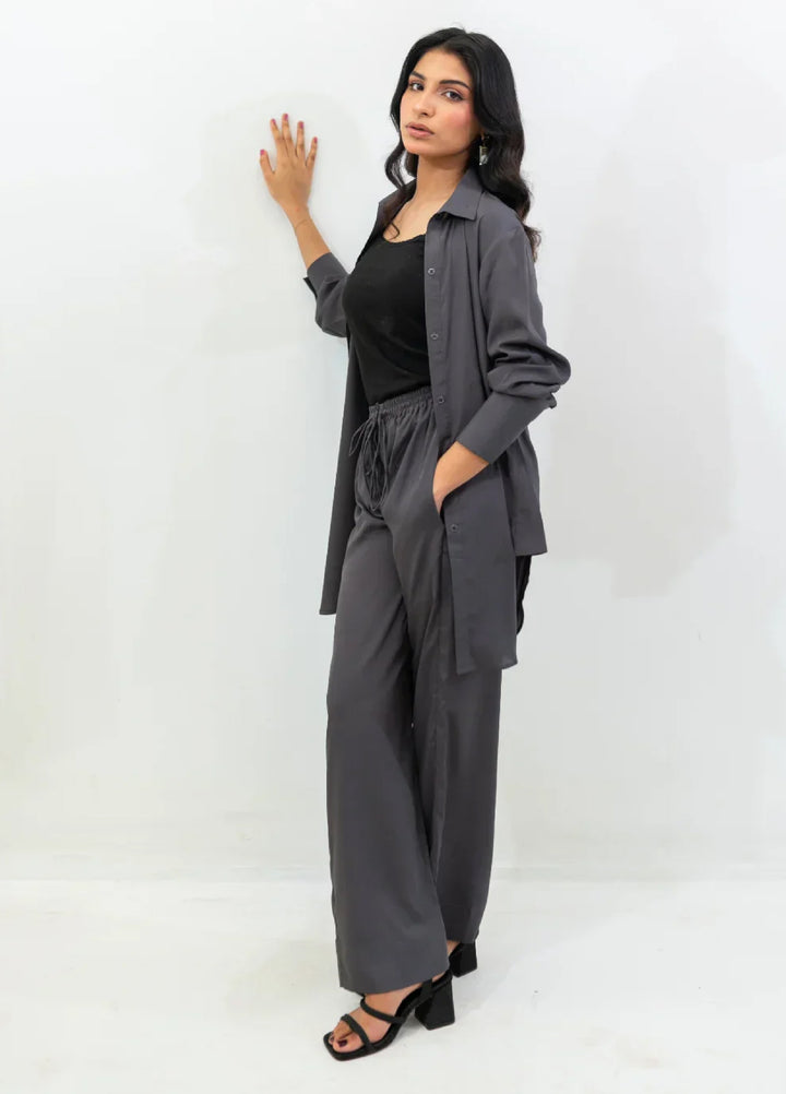 Zauk Pret Wrinkle Free Crepe 2 Piece Solids Charcoal Gray - Casual Collection