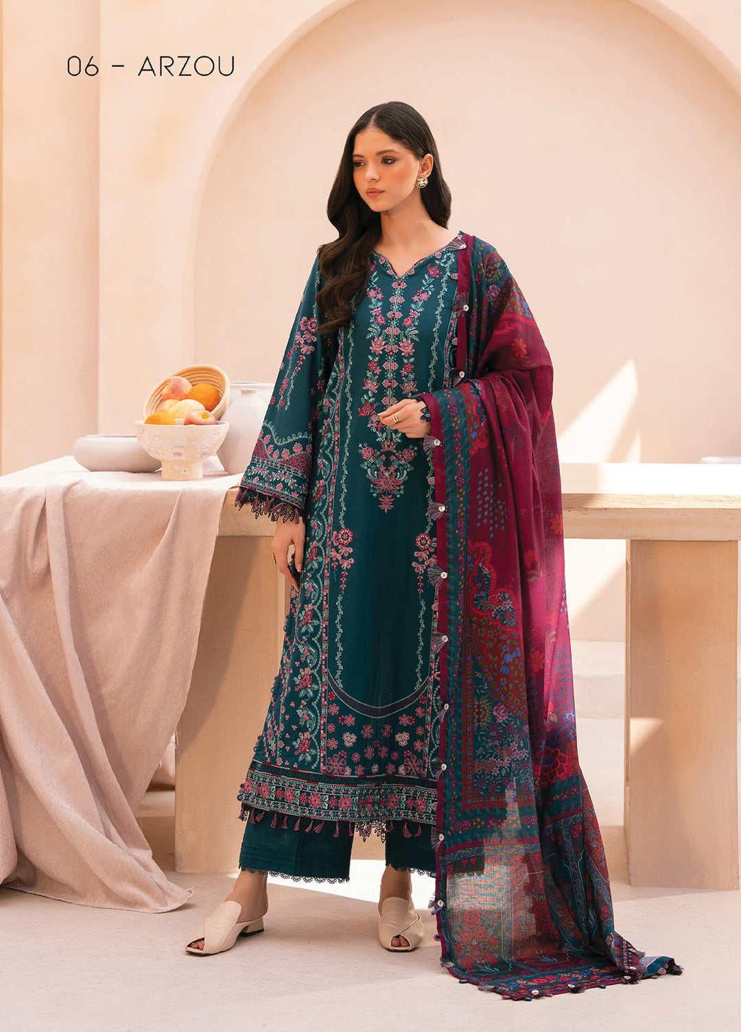 Rang e Khizaan by Xenia Unstitched Khaddar Embroidered Suits 3 Piece XE25SW D-06 ARZOU - Winter Collection