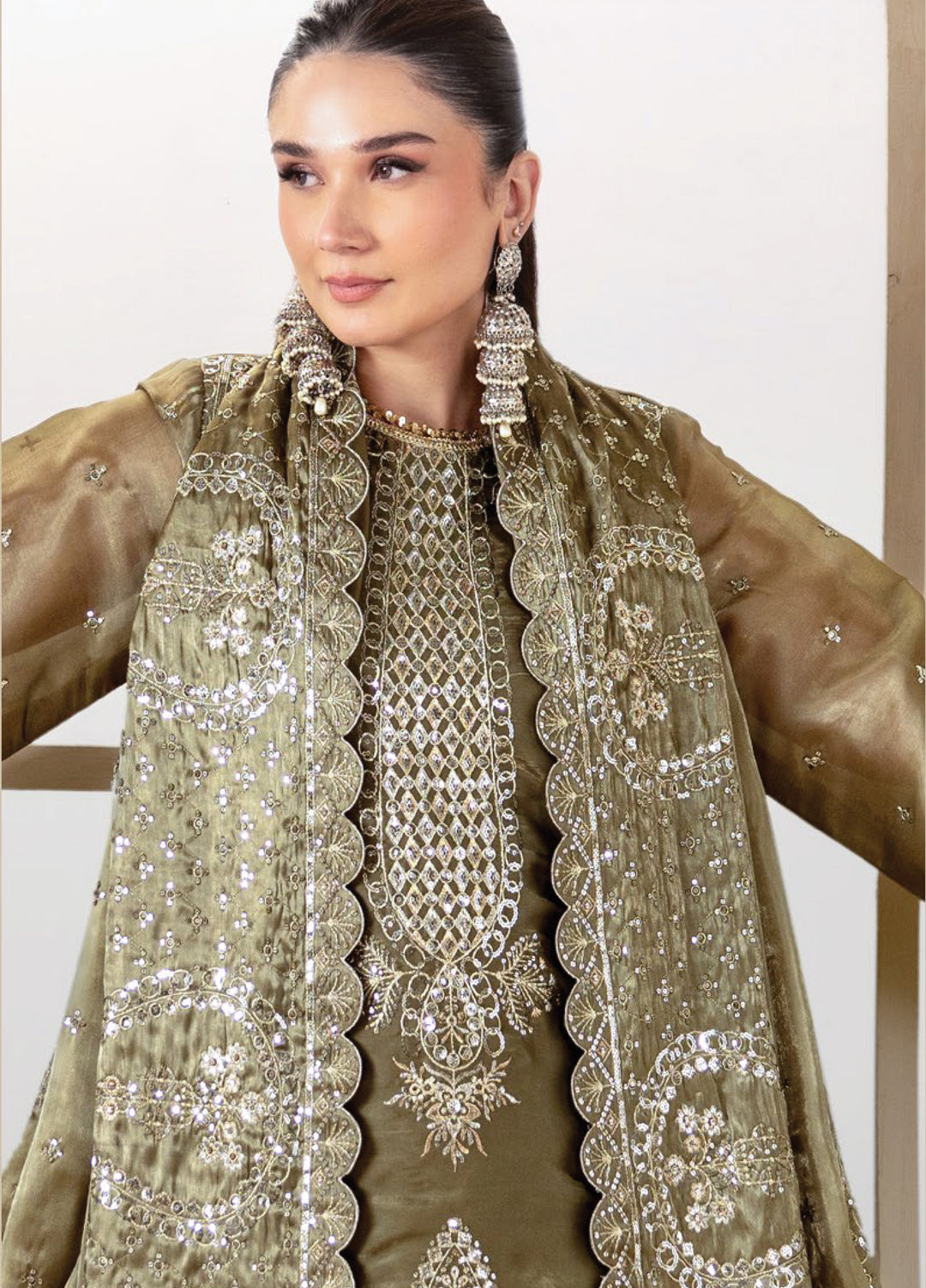 Aaina by Alizeh Unstitched Embroidered Sheesha Silk 3 Piece Suit AF26UASS D-1 HOORAB - Festive Collection