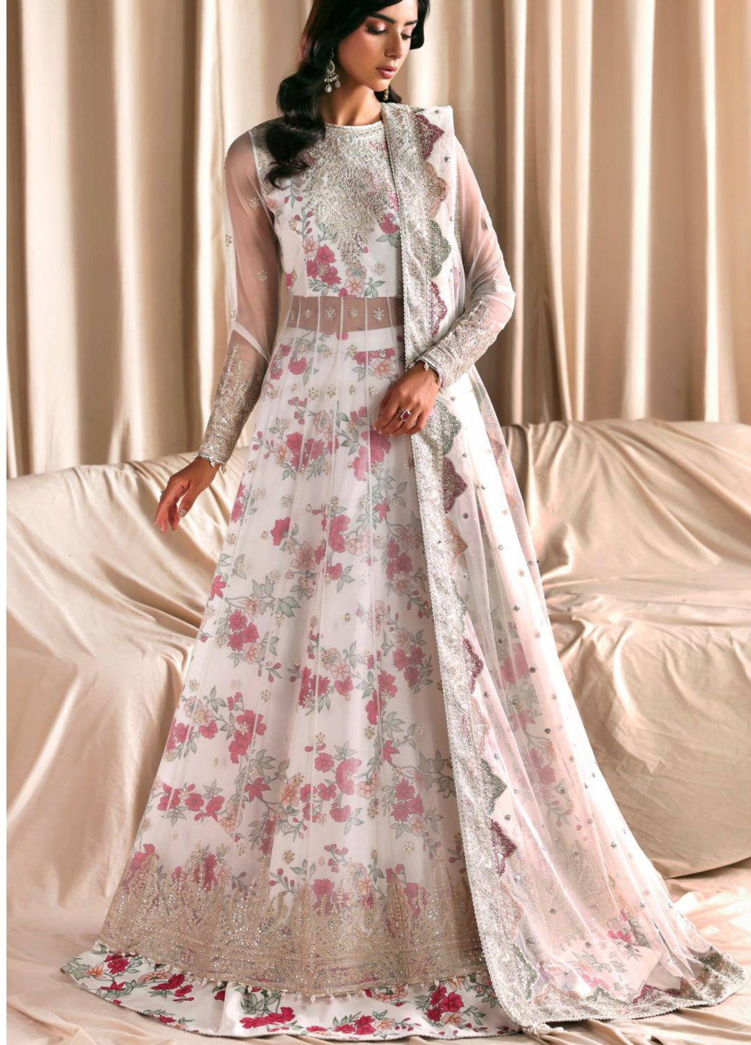 Sirayya by Zarif Unstitched Embroidered Net Sequence 3 Piece Suit ZR26US CHASHNI 03 - Festive Collection