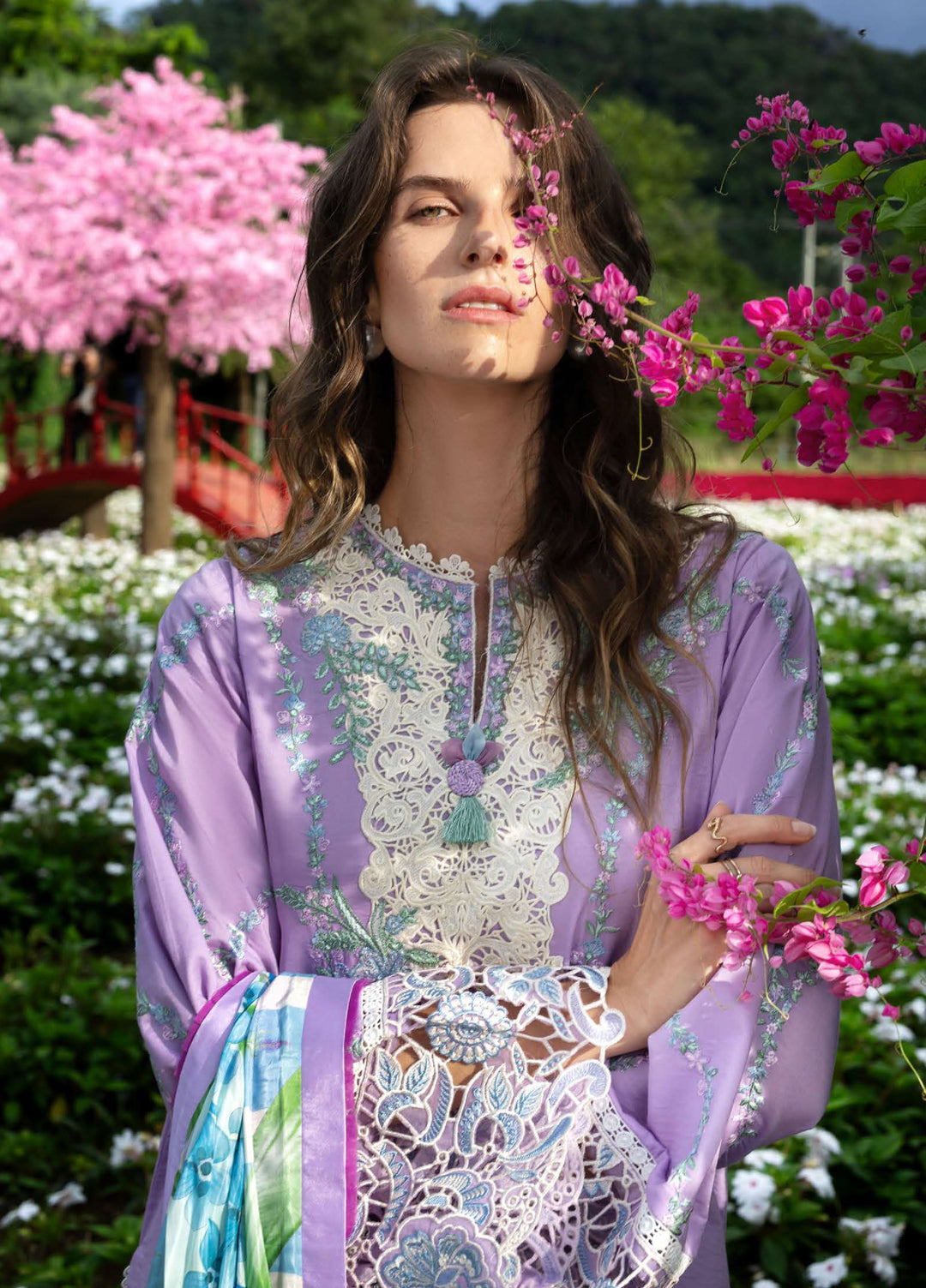 The Secret Garden by Mushq Hemline Unstitched Lawn 3 Piece Suit MU26USG D-17A Dewdrop Dance - Summer Collection