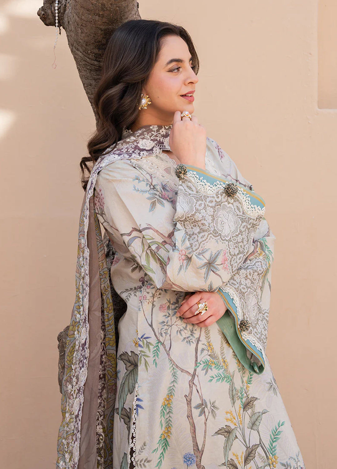 Summer in Bloom By Roheenaz Unstitched Printed Lawn 3 Piece Suit RN26USBL 34B Flora Grace - Festive Collection