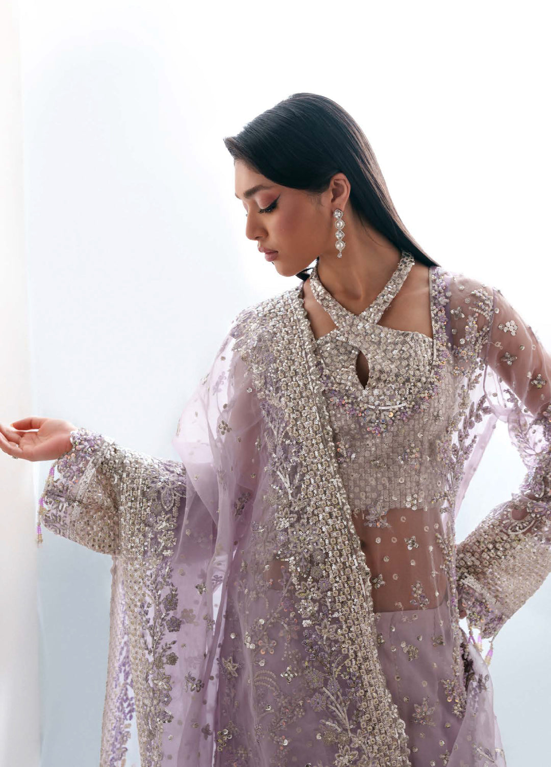 Starlet Jewels by Emaan Adeel Unstitched Embroidered Organza 3 Piece Suit EA26USF Lapis - Festive Collection