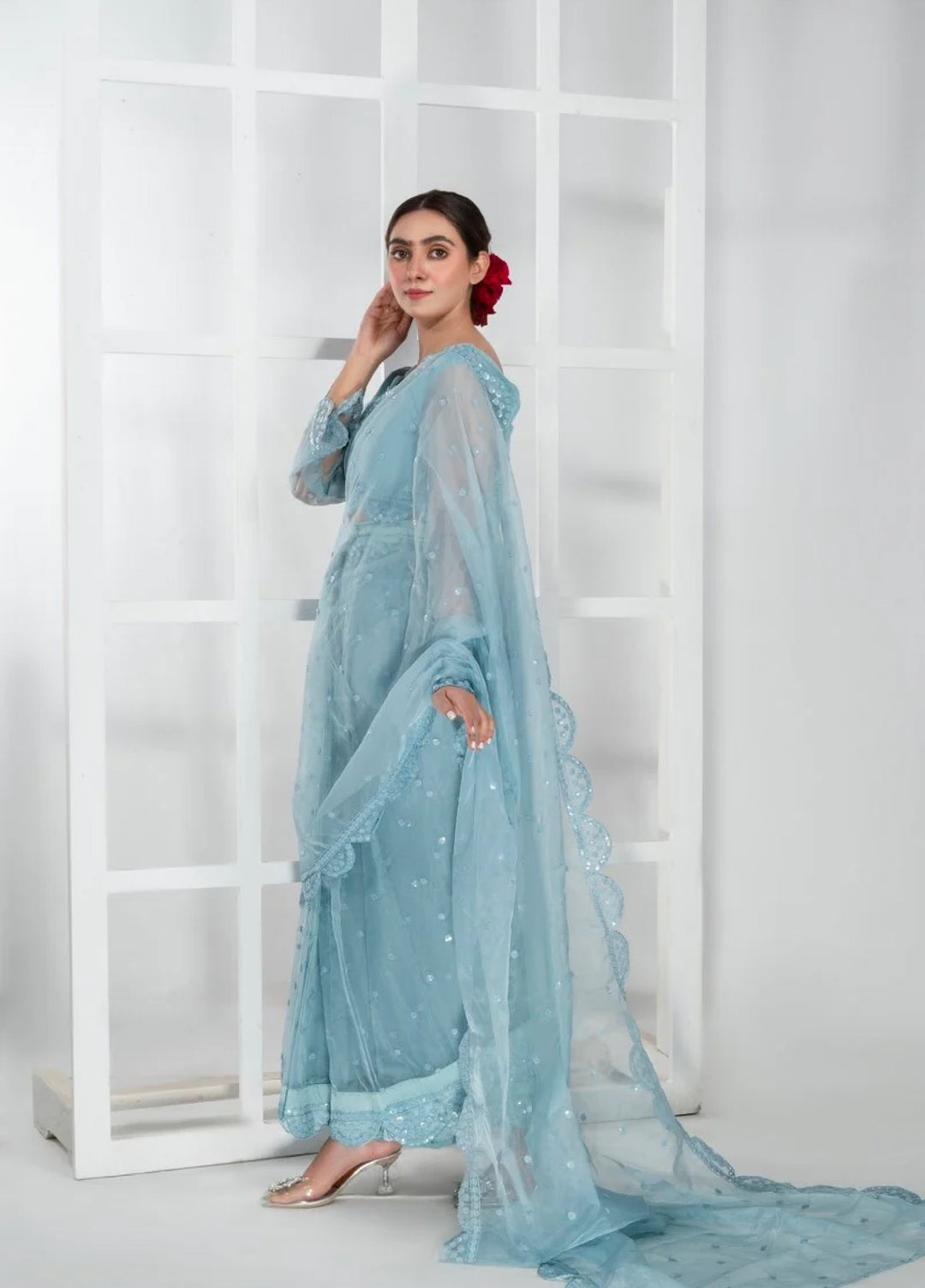 Luxe by Imran Aftab Unstitched Embroidered Organza Saree Suit IASC 29 - Festive Collection