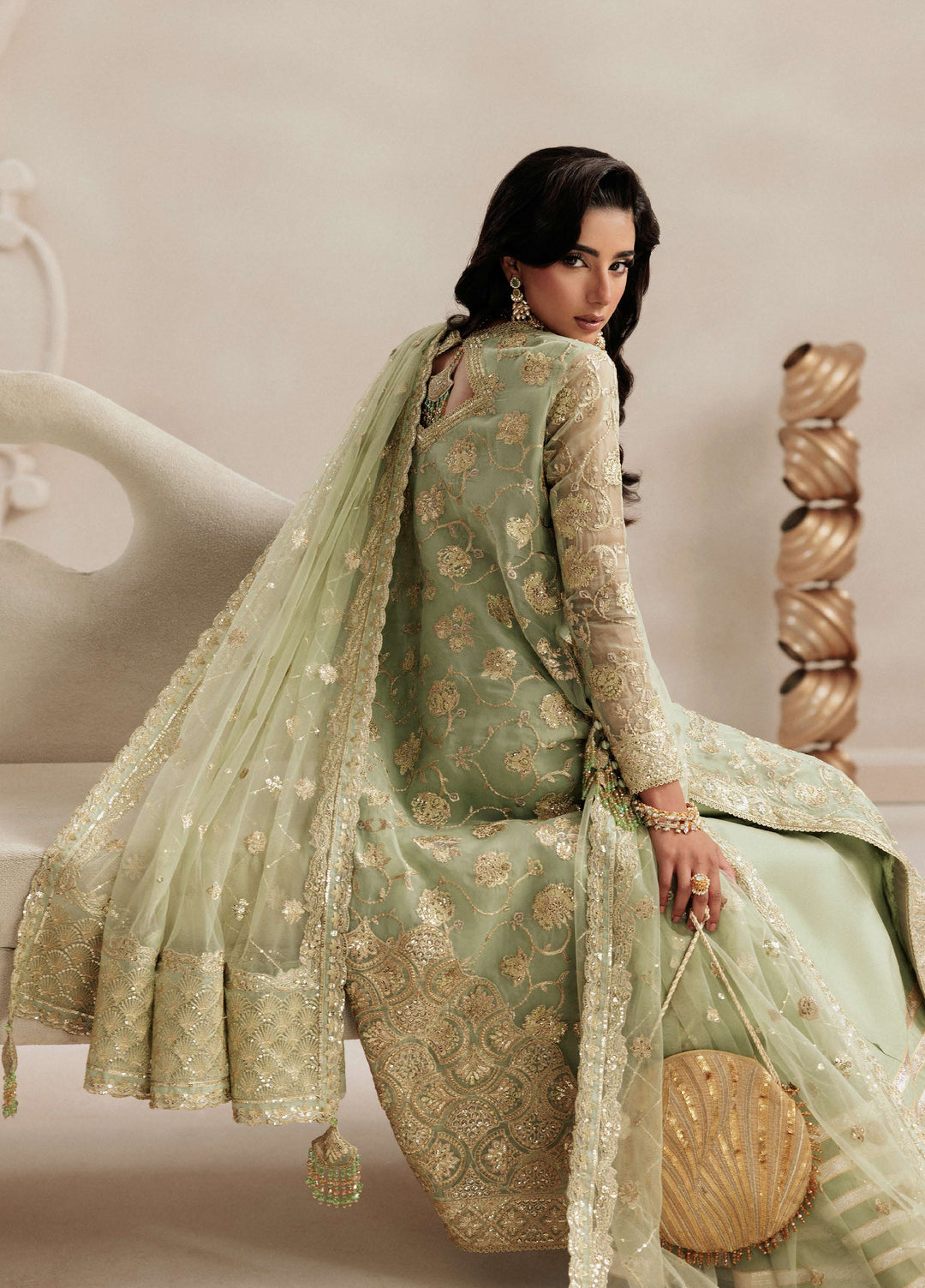 Aik Shaam by AIK Atelier Unstitched Organza Embroidered 3 Piece Suit AIK26US D-07 - Wedding Collection