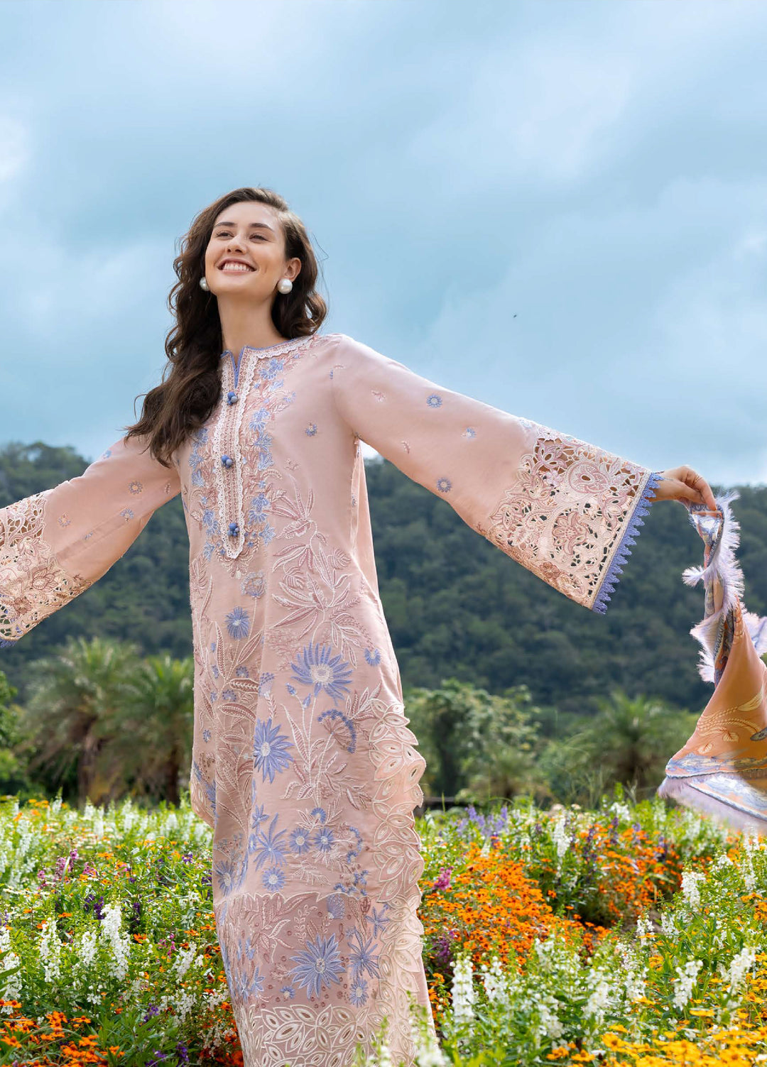 The Secret Garden by Mushq Hemline Unstitched Lawn 3 Piece Suit MU26USG D-12A Bloom Sonata - Summer Collection