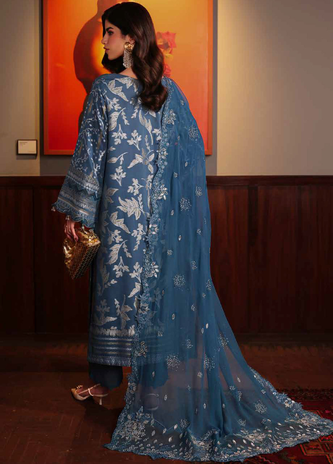 Nureh Exclusive Unstitched Embroidered Lawn Jacquard 3 Piece Suit NU26EU NE-223 - Festive Collection