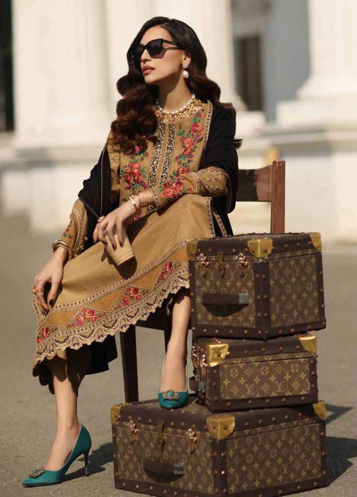 Charizma Signature Unstitched Embroidered Peach Leather 3 Piece CRZ25SP CSW5-05 - Winter Collection