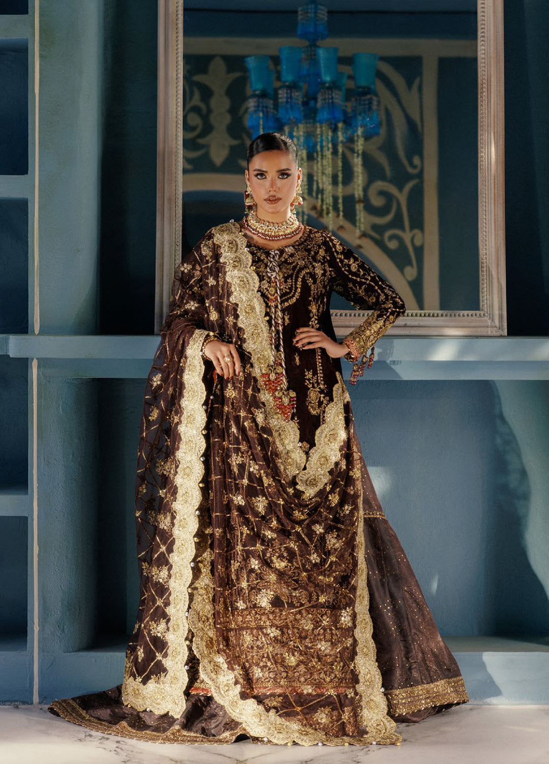 AIK Udaipur Velvet Unstitched Luxury Embroidered 3 Piece AIK25 D-06 - Formals Collection
