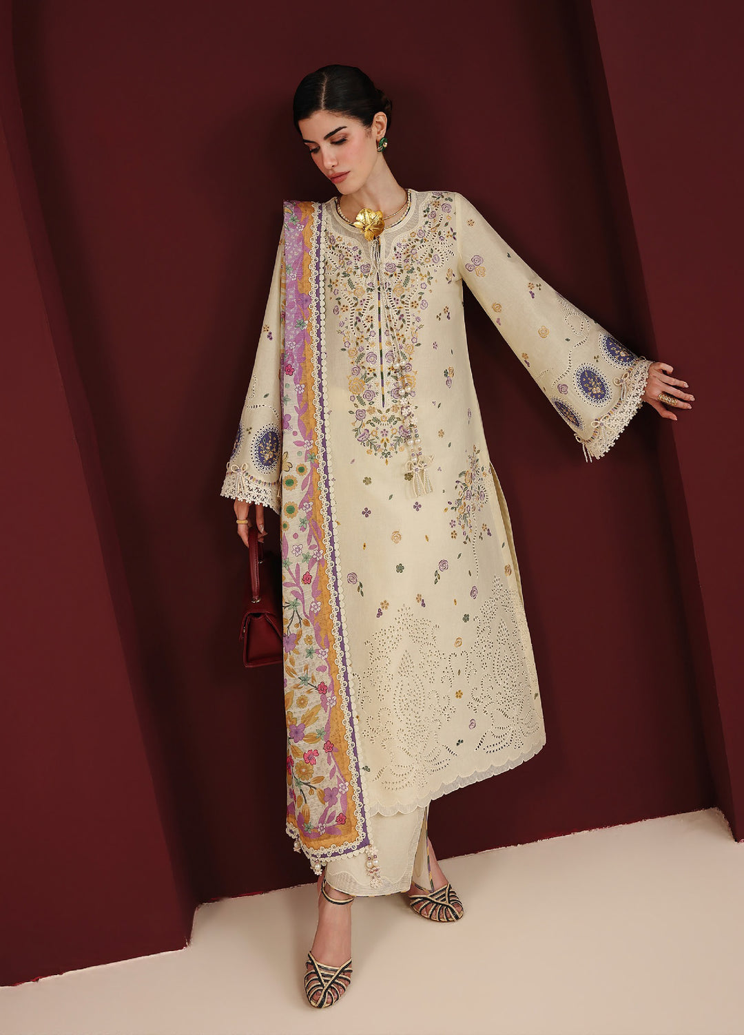 Iris by Jazmin Unstitched Embroidered Lawn 3 Piece Suit JZ26ULI IL26-D01 - Eid Collection