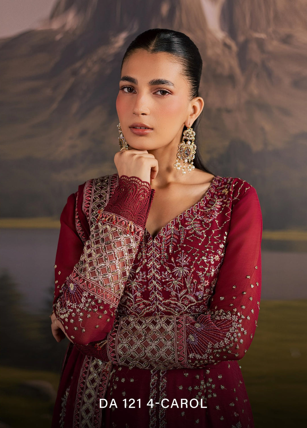 Divani by Daria Unstitched Embroidered Chiffon 4 Piece Suit DN26UD DA 121 4-CAROL - Festive Collection