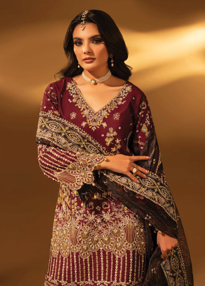 Aylin Unstitched Raw Silk Embroidered Suits 3 Piece AYL25US VIOLET BLOOM - Festive Collection