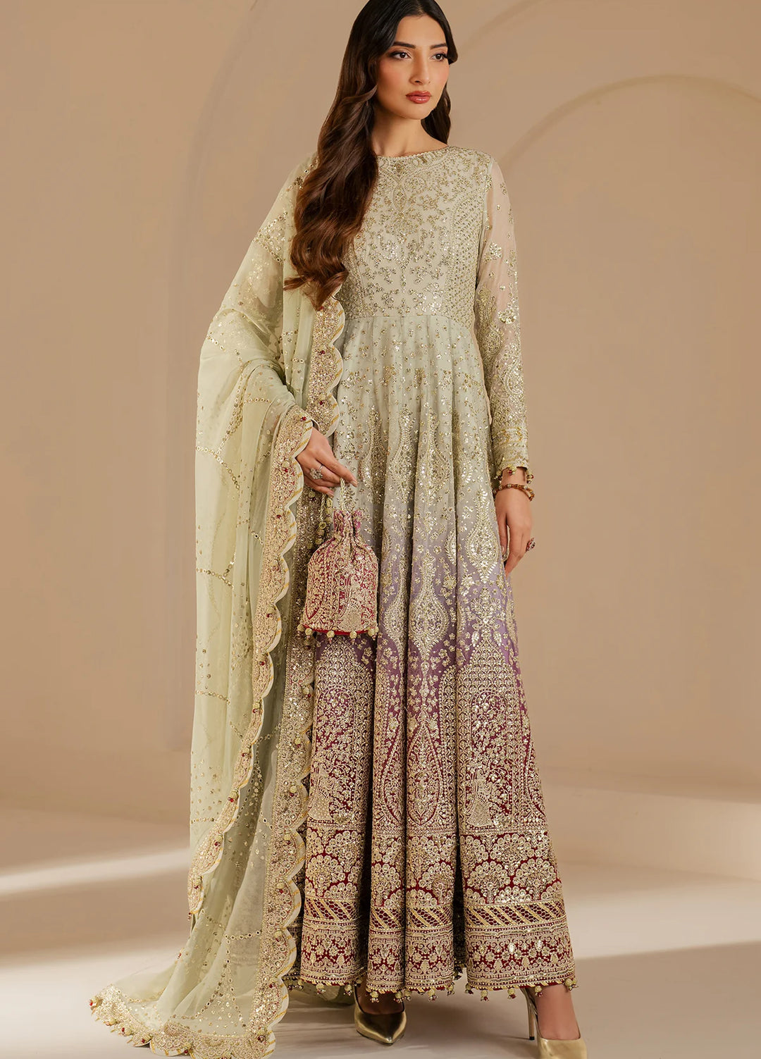 Jazmin Unstitched Chiffon Embroidered Suits 3 Piece JZ25CF JZ-WF25-01 - Festive Collection