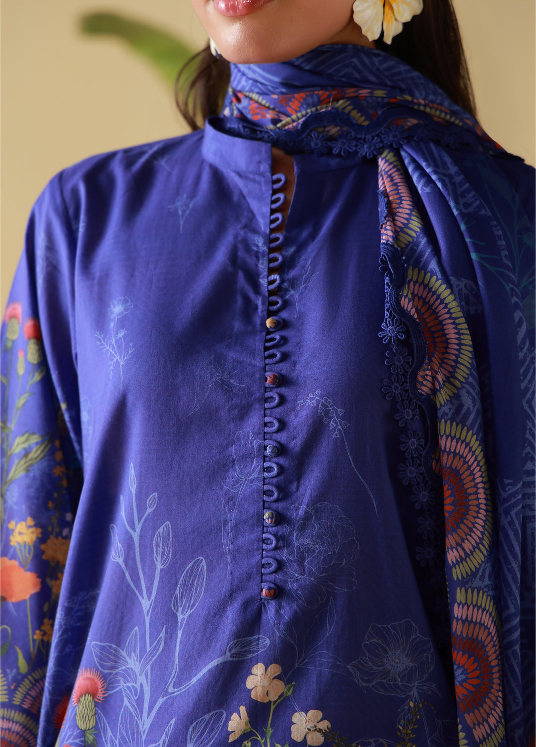 Mirha by Sahar Unstitched Printed Lawn 3 Piece Suit SS1-26-10 Royal Cobalt - Summer Collection
