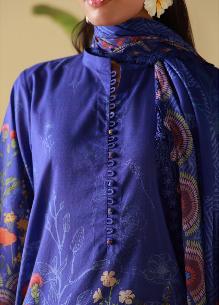 Mirha by Sahar Unstitched Printed Lawn 3 Piece Suit SS1-26-10 Royal Cobalt - Summer Collection