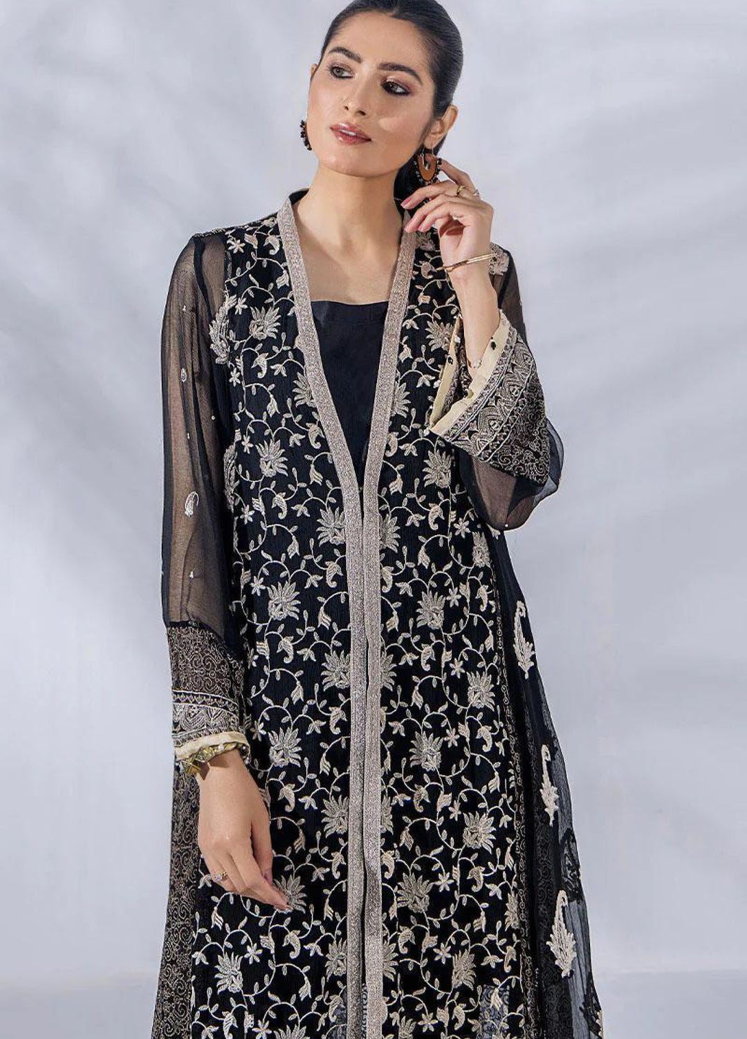 Malook By Shazia Ovais Pret Embroidered Chiffon 3 Piece Suit MLK23D Shahi