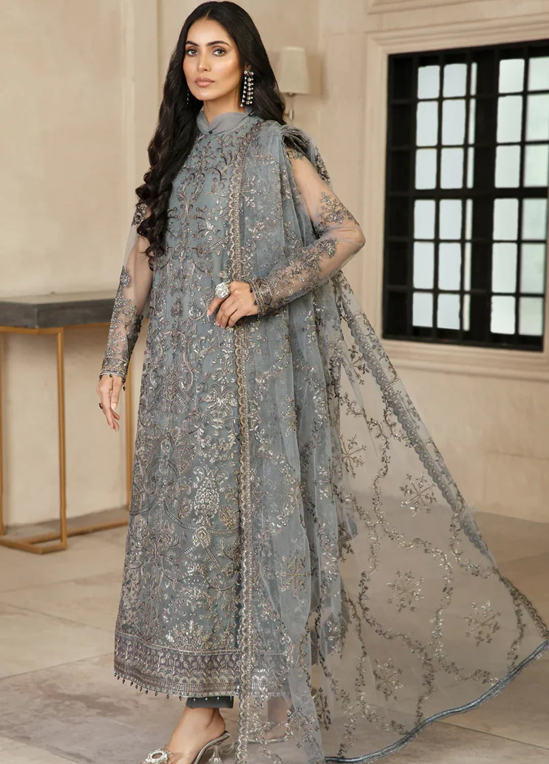Zarif Women Unstitched Embroidered Net 3 Piece Suit ZR26UFC ZFG 07 HAZEL - Festive Collection